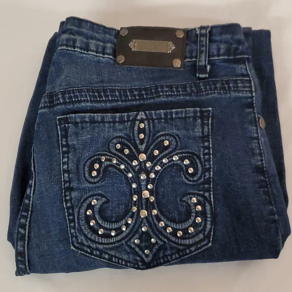 SIZE 8/29 " WAIST LUXE FLUER DE LIS DENIM JEANS - Picture 6 of 9